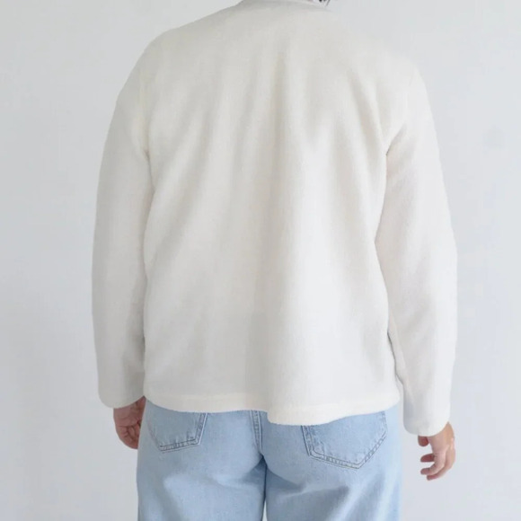 Vintage Croft And Barrow Cream Embroidered Moose Forest Zip Cardigan Sweater M - Picture 3 of 9